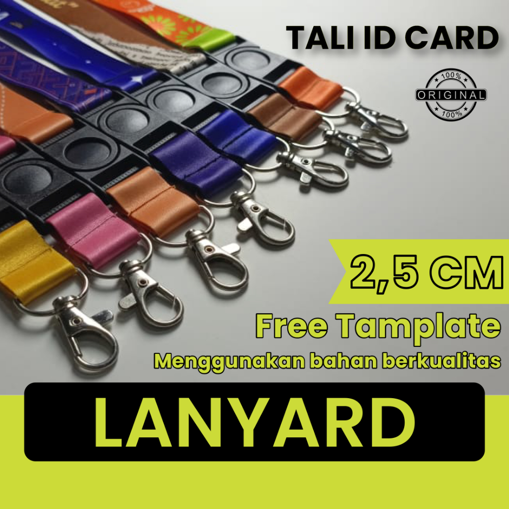 

Lanyard Custom Tali ID Card Cetak 2 Sisi Bahan Tali Tissue Premium Uk 2.5 cm Murah Dan Cepat