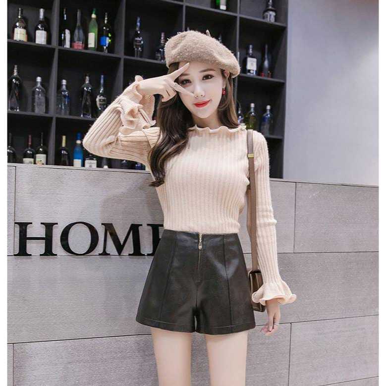 Celana Kulit Leather Hotpants Sexy Korean Style