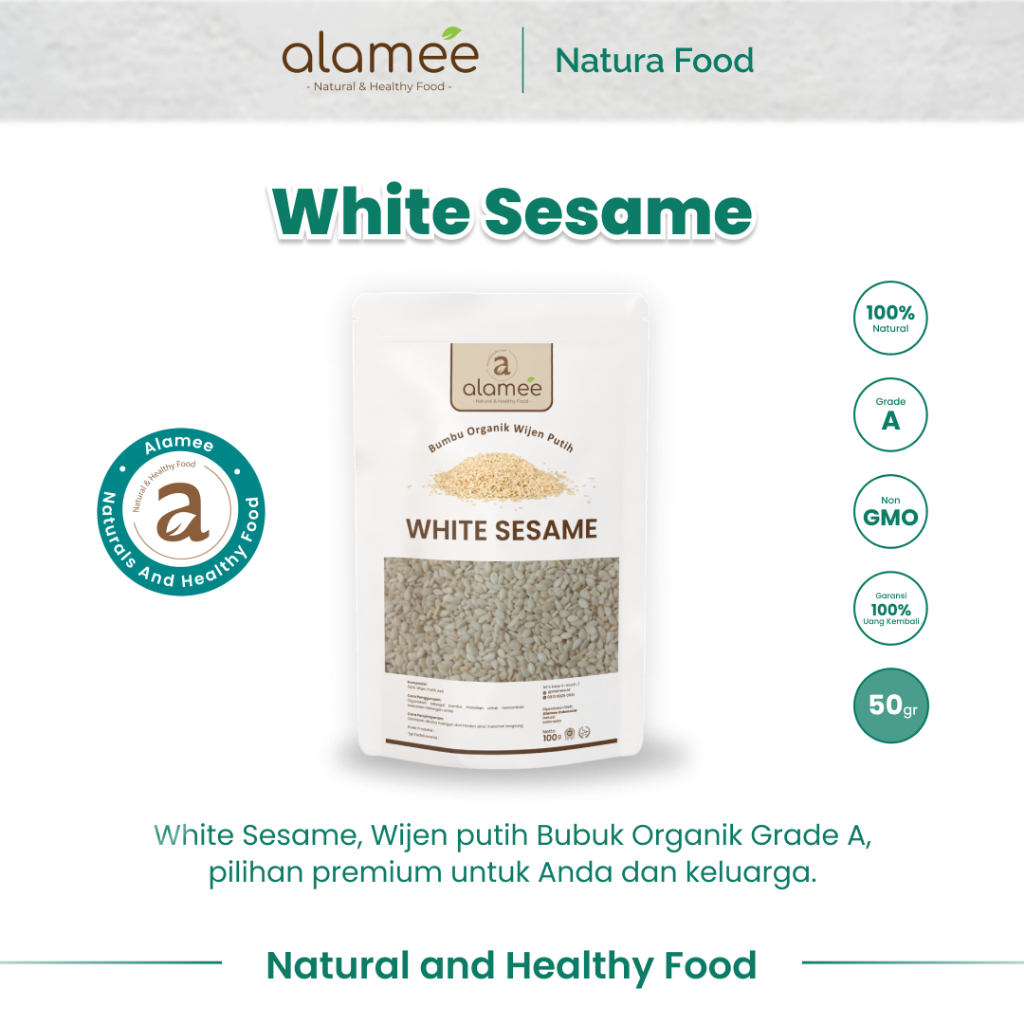 

ALAMEE Wijen Putih Sangrai White Sesame Seed Bumbu Dapur Organik Masak 50 Gram