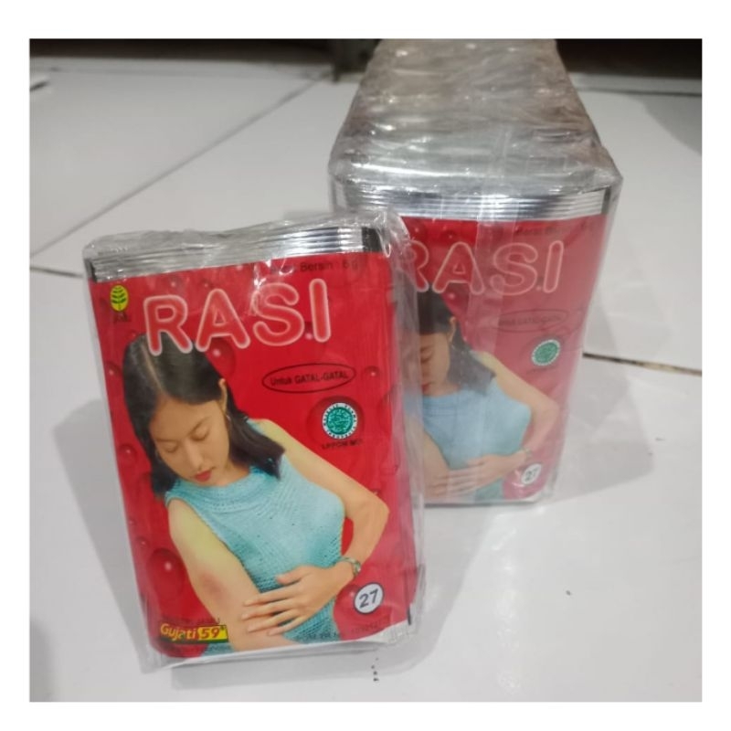 

Jamu untuk Gatal Gatal pada kulit "Rasi" Gujati59 isi 10 sachet