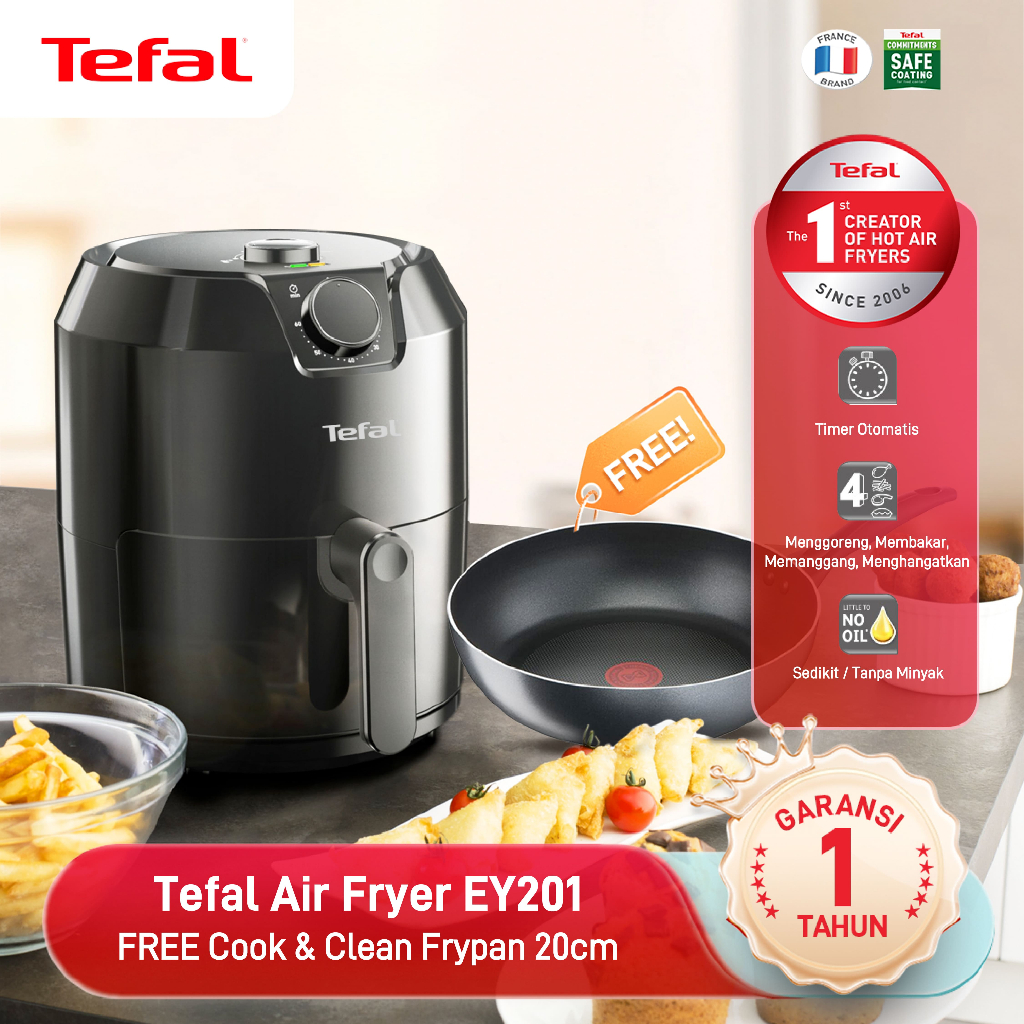 [FREE FRYPAN 20CM] Tefal Air Fryer Analog XL / Penggorengan Tanpa Minyak EY201 - 4.2L