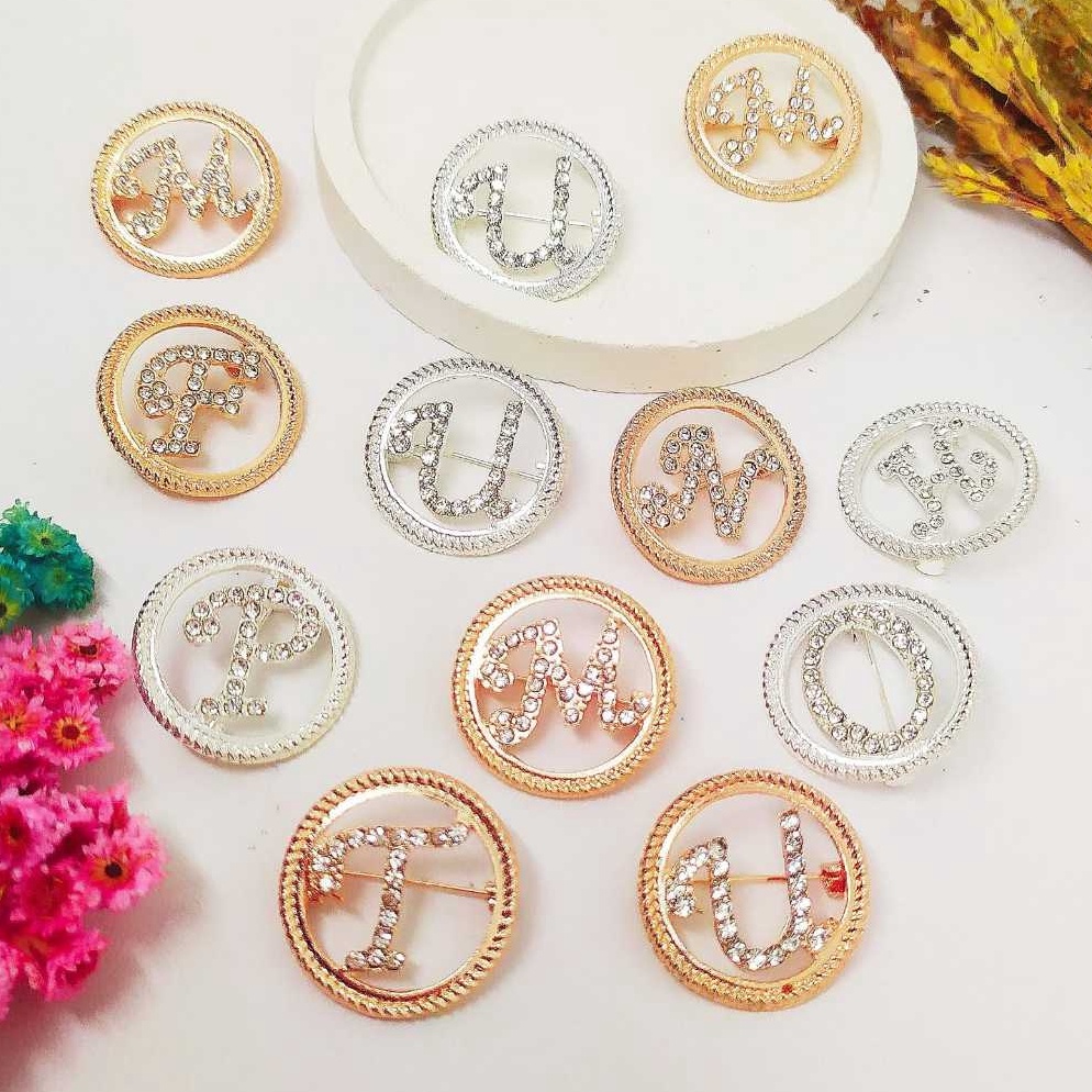 Terkini Grosir TERMURAH BROS DAGU HURUF  BROS DAGU ABJAD  BROS BULAT MINI BROS DAGU GOLD SILVER