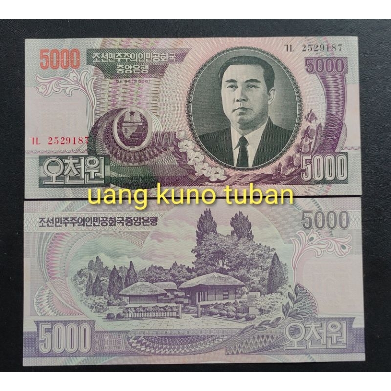 uang asing 5000 won Korea utara