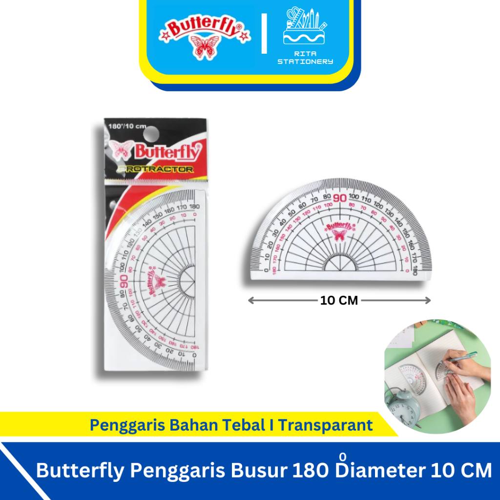 

Butterfly Penggaris Busur 180 Derajat Diameter 10 cm - Satuan