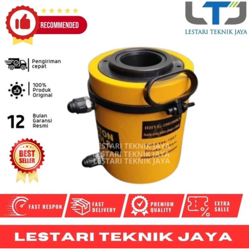 Double 100T 100mm Hollow Plunger Stroke Hydraulic Cylinder BARTON