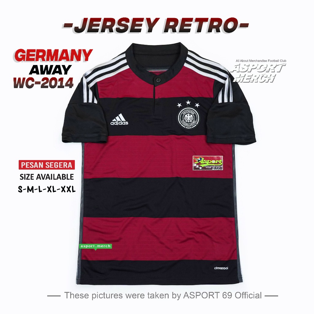 JERSEY BOLA RETRO JERMAN AWAY WORLD CUP 2014 JERSEY GERMANY AWAY 14 RETRO