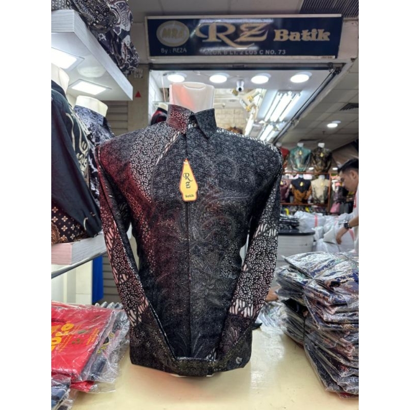 RZ Batik Kemeja Pria Lengan Panjang batik dobby tenun