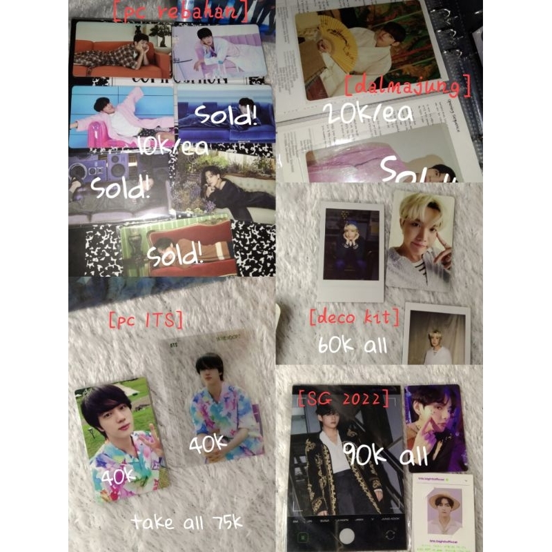 pc photocard bts official (rebahan be, sg 22, deco kit, dalmajung, its 2)