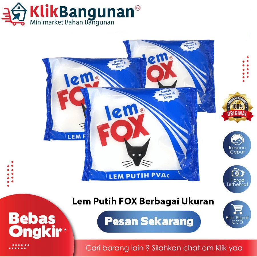 

LEM FOX PUTIH PVaC BERBAGAI UKURAN ORIGINAL / LEM SLIME / LEM KERTAS / LEM KAYU