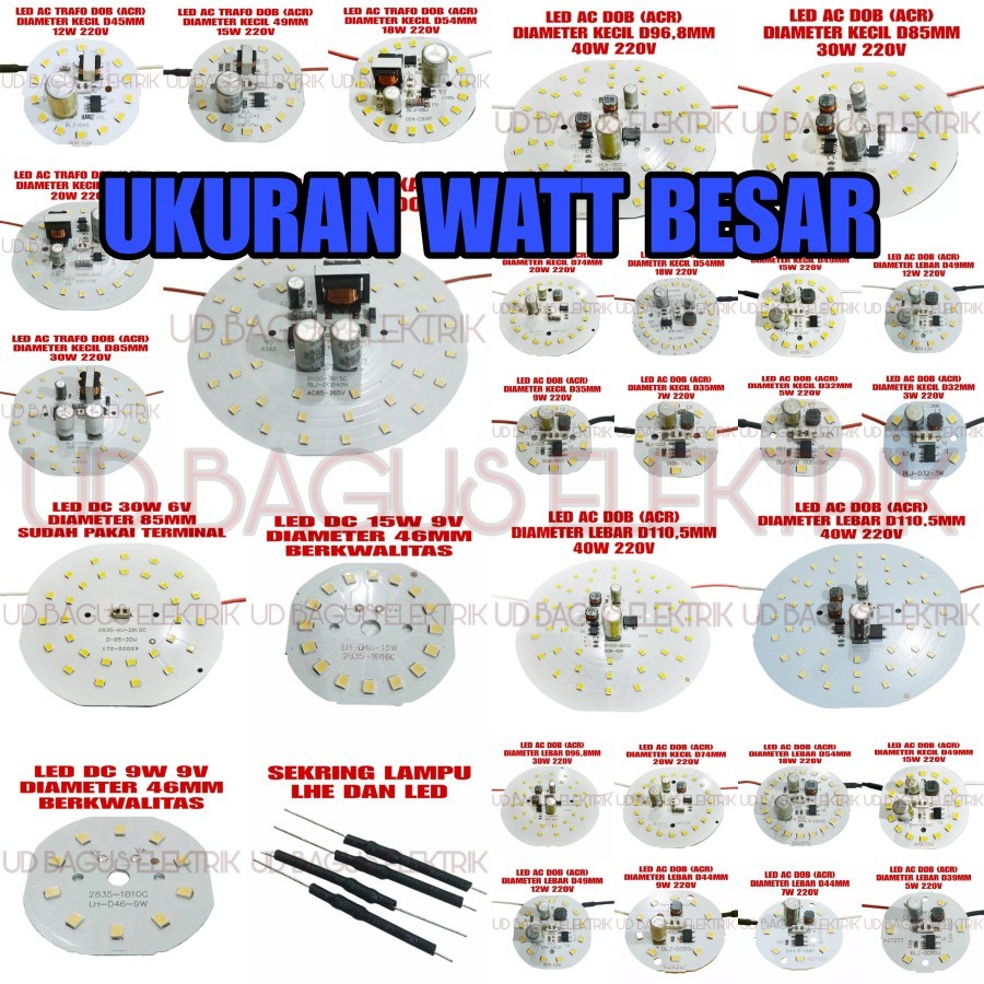 PCB LED AC ACR DAN PREMIUM WATT BESAR 20W SD 60W LENGKAP - PCB LED TRAFO - LED AC EKONOMIS