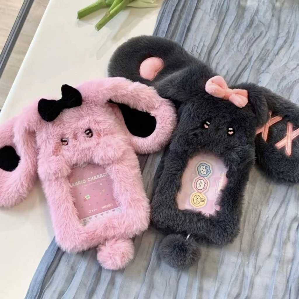 

[WindHeart] Fluffy Photocard holder plush card black and pink cute bunny