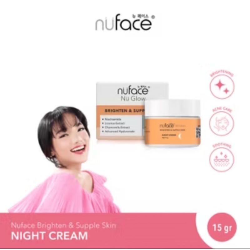nufaceNuGlow Brighten & Supple Skin Night Cream 15g/pelembab wajah