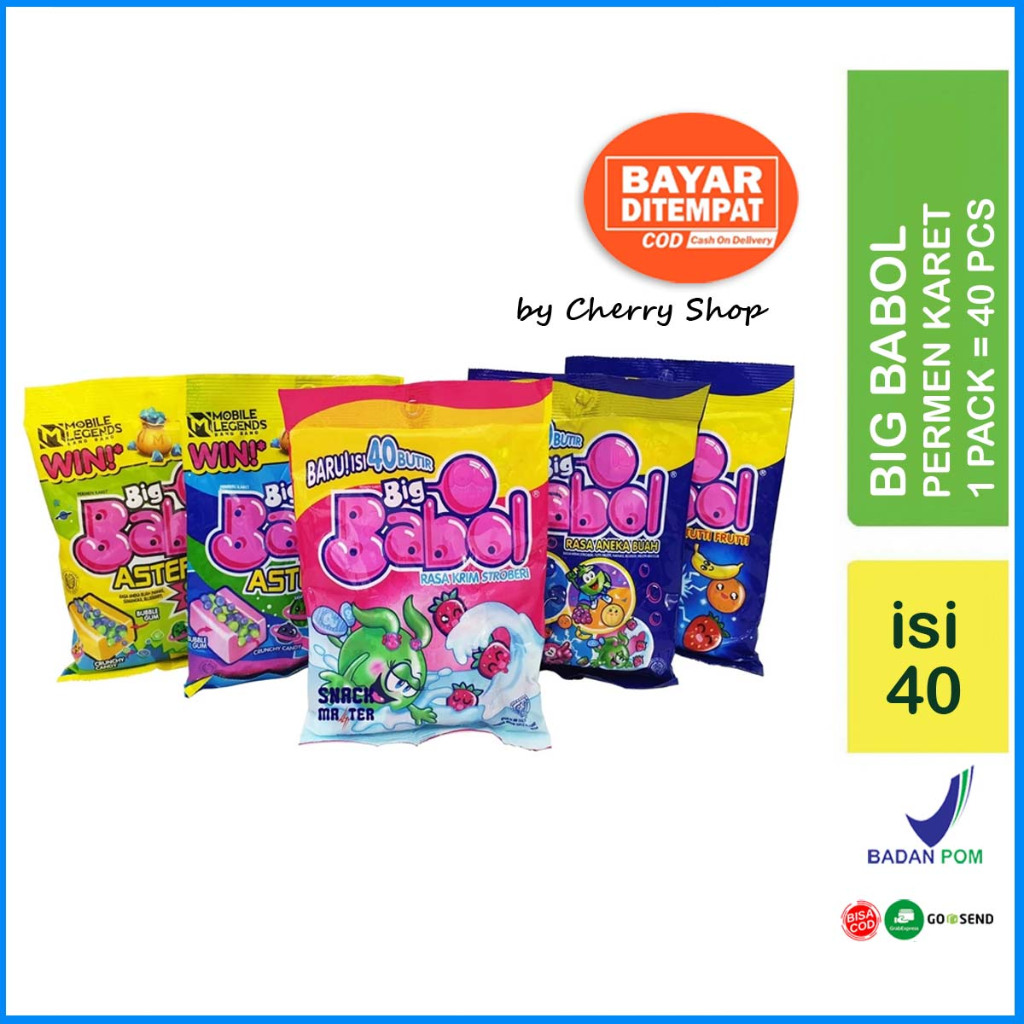 

[1 PACK = 4O BUTIR] Permen Karet Big Babol Zak - Netto 128 gr (Isi 40 butir) By Cherry Shop