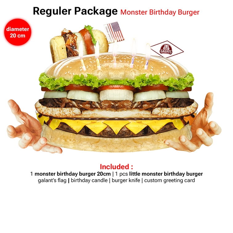 

Birthday Cake Burger | Monster Burger | Burger Jumbo | Birthday Burger | Burger Ulang Tahun | Burger Jumbo