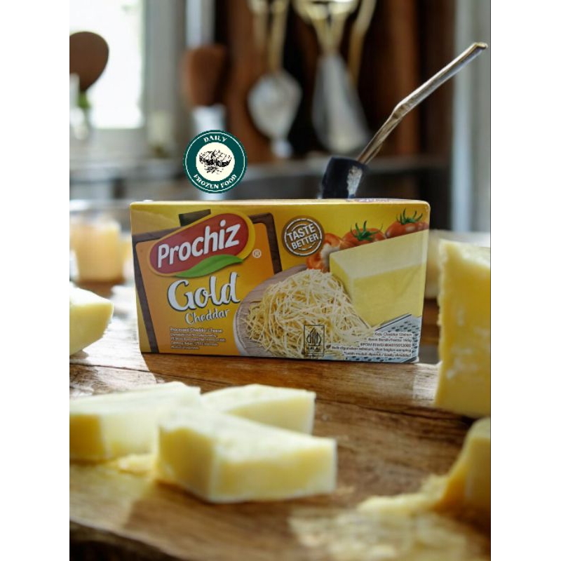 

Prochiz Gold Keju Cheddar 160gr & Prochiz Gold Slices / Prochiz / Keju cheddar / Keju Slice / Keju / Cheese