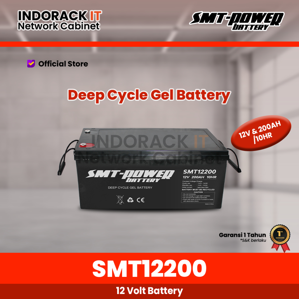 Battery 12V 200AH Baterai Aki Kering UPS SMT POWER SMT12200