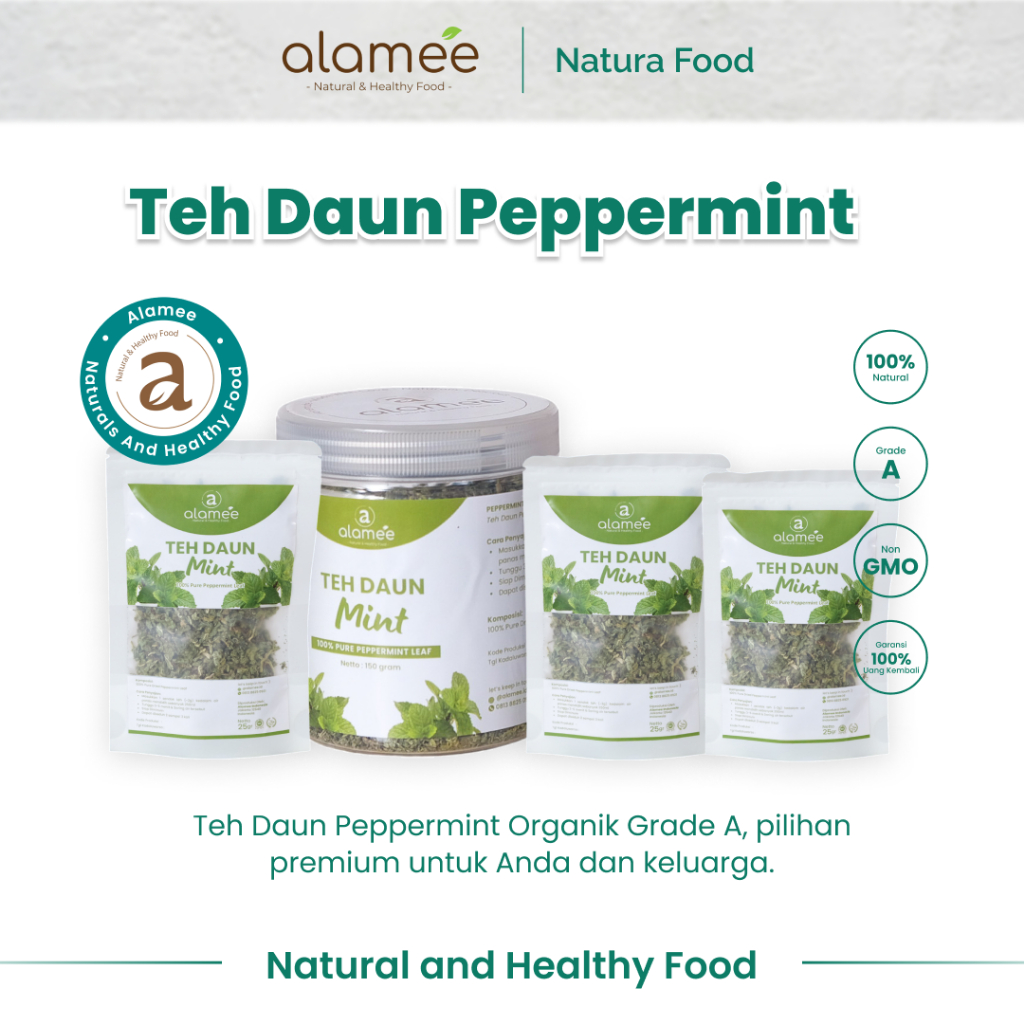 

ALAMEE Teh Daun Peppermint Leaf Tea Pepper Mint Organik Kering Dried Premium
