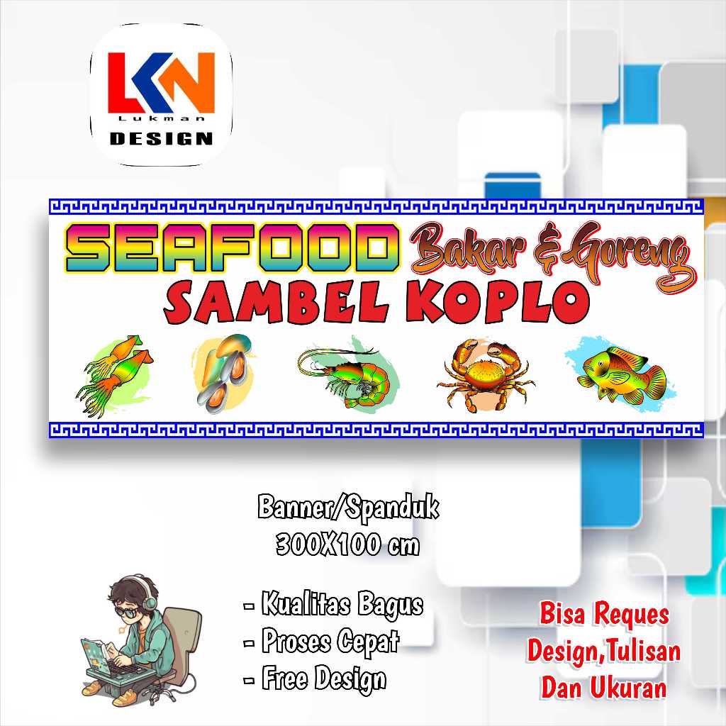 Spanduk Banner Pecel lele Seafood custom model e