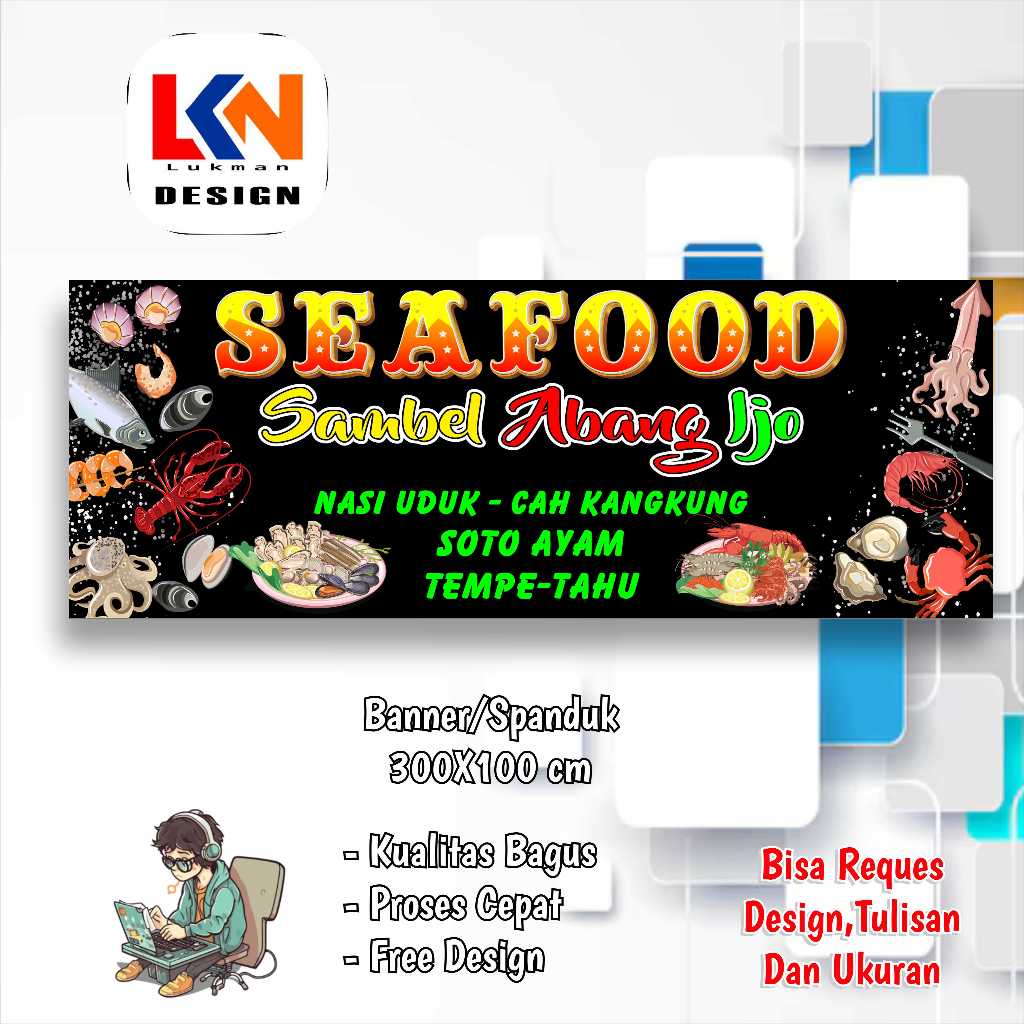 Spanduk Banner Pecel lele Seafood custom model z