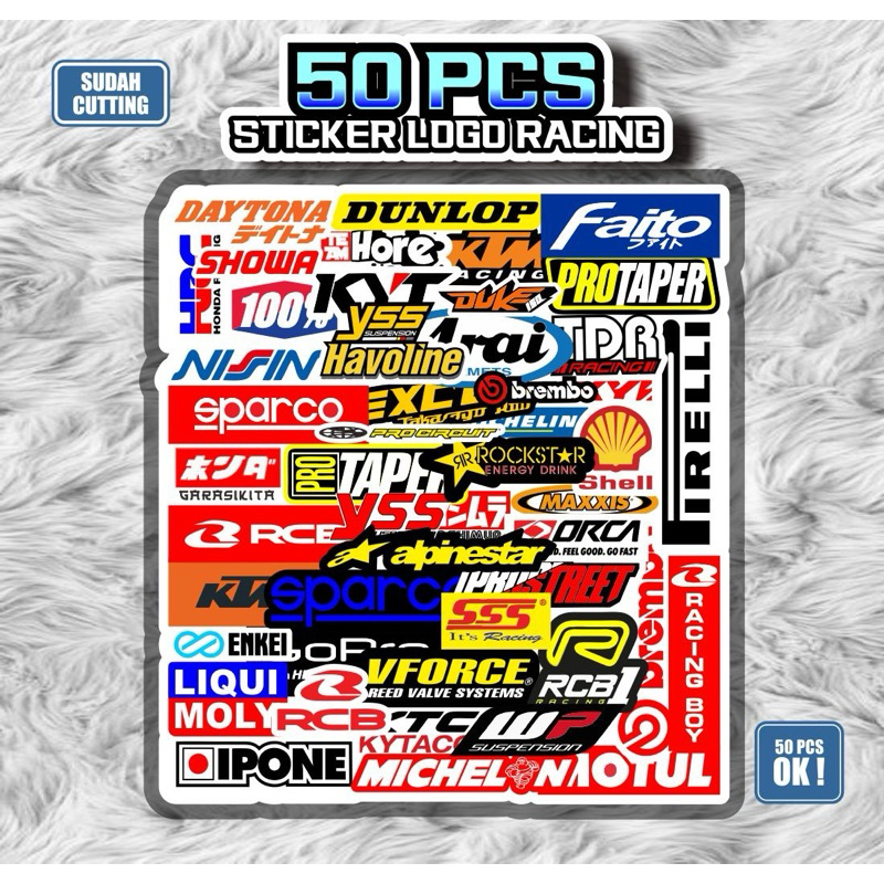 Stiker sponsor logo racing 50pcs stiker racing stiker motor dekorasi helm motor