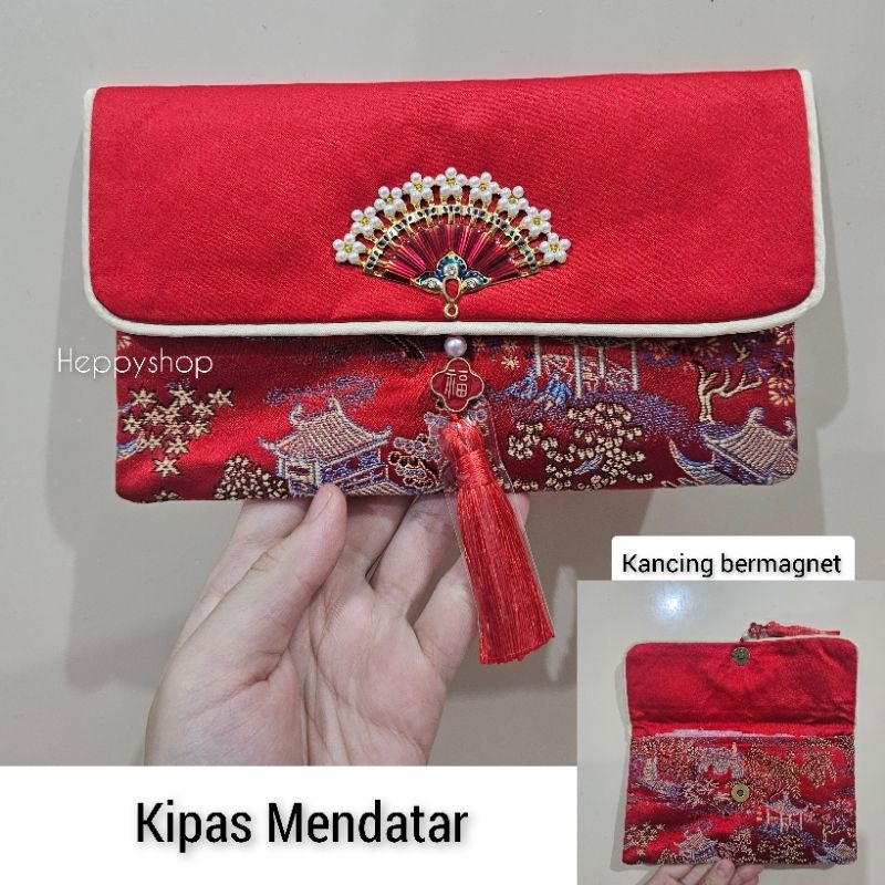 

IK6 Dompet Angpao Kain Imlek, Angpao Kain Merah Chinese