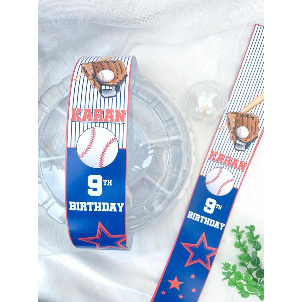 

Baseball Bisbol Bola - Label Sleeve Dus Packing / Bento / Nasi Kotak Birthday / Hampers Ulang Tahun / Koper