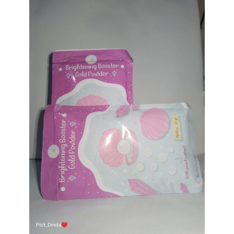 Brightening Booster gold powder, serbuk gold, serbuk ajaib, bibit pemutih serbuk campuran lotion