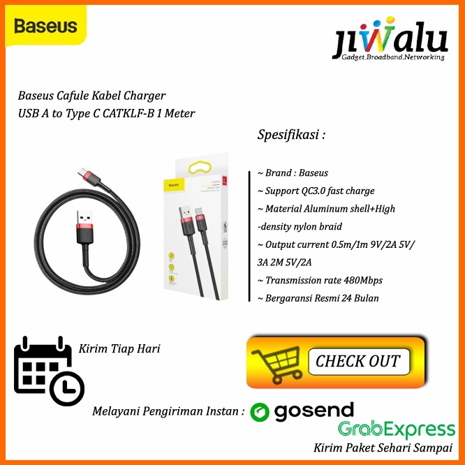 Baseus Cafule Kabel Charger USB A to Type C CATKLF-B 1 Meter