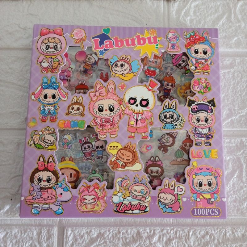 

stiker labubu isi 100pcs stiker labubu anti air waterproof