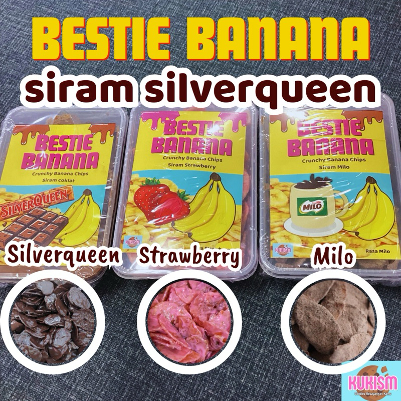

keripik pisang SIRAM COKLAT SILVERQUEEN, Milo, strawberry, matcha