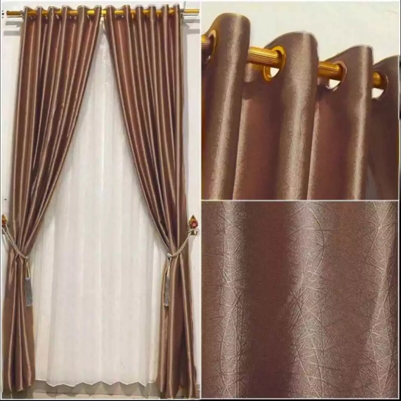 Gorden Blackout polos smokering grade A ukuran 130x250cm