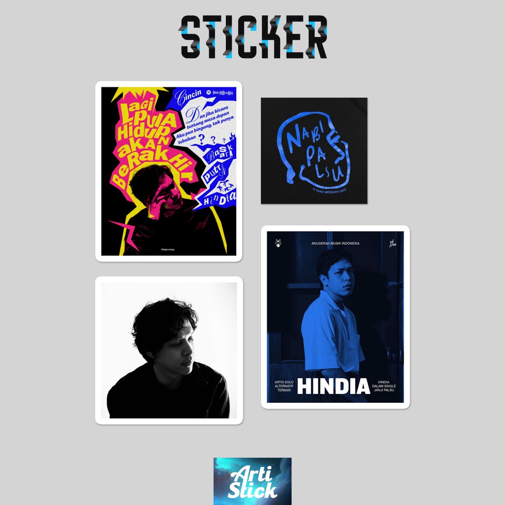 [4 pcs PACK] HINDIA SERIES PACK 4 STICKER  | Vinyl Laminasi anti air | ArtiStick Merch