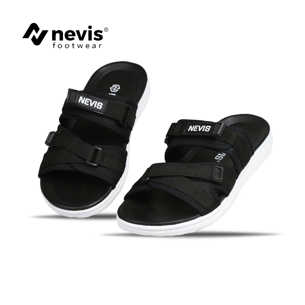 NEVIS Sandal Pria Slop Slide Vortiz Hitam / Putih