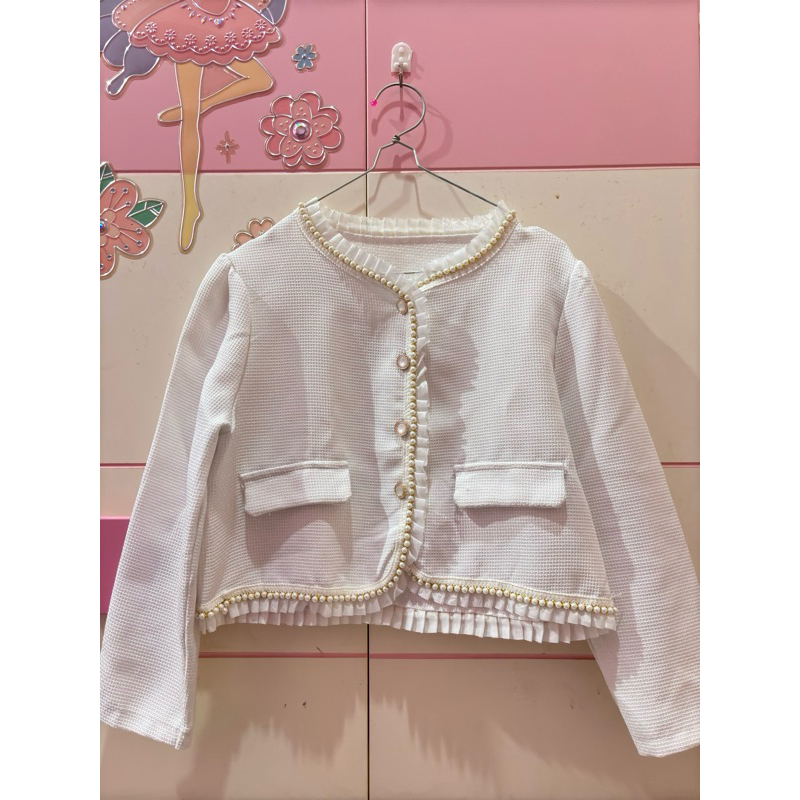 BOOK Preloved Korean Blazer White Top Wanita