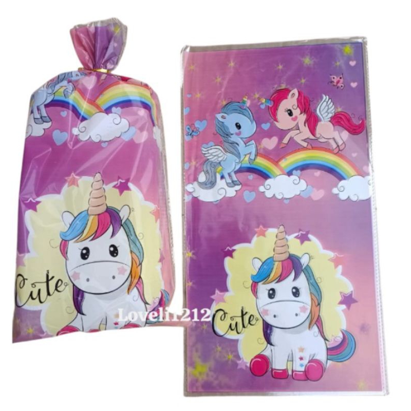 Plastik Snack Ulang Tahun Unicrron 22x40 / Plastik Souvenir / Plastik Bingkisan Ulang Tahun Isi 10 P