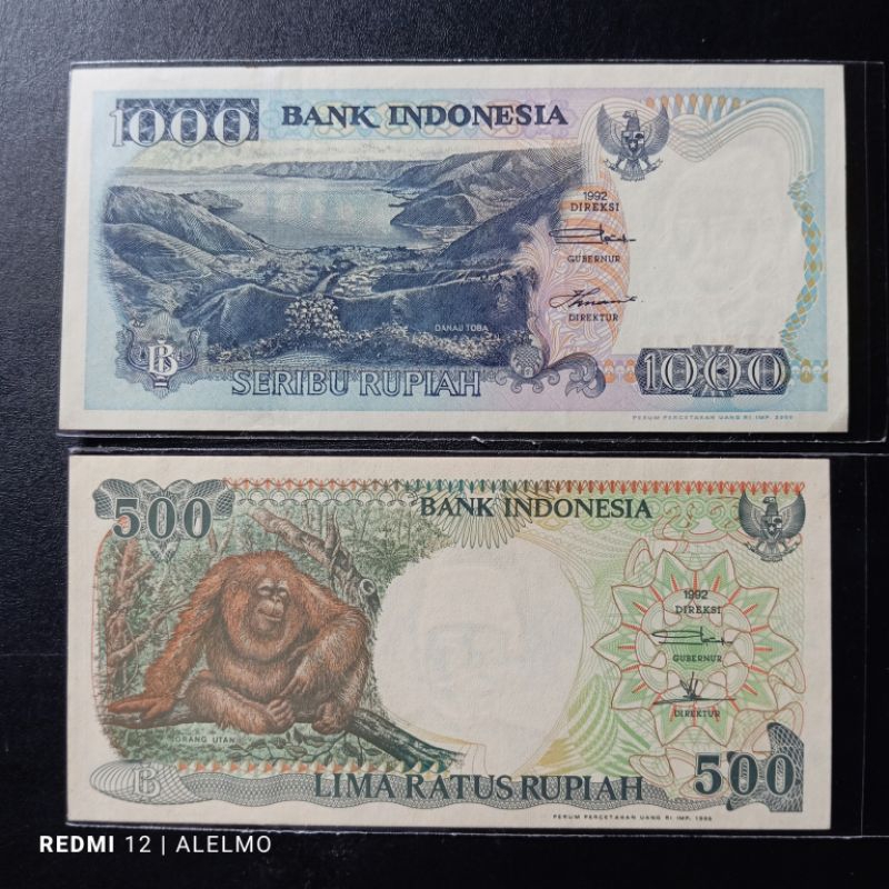 500&1000 uang kertas indonesia tahun 1992