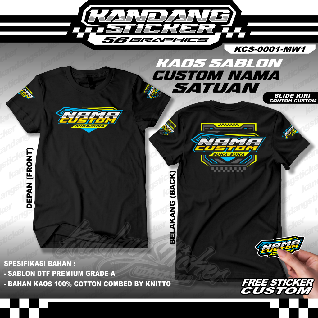 KAOS CUSTOM NAMA SUKA2 SATUAN KCS-0001-MW1 KAOS CUSTOM RACING SUNMORI KOMUNITAS RIDING KAOS SOUND SY