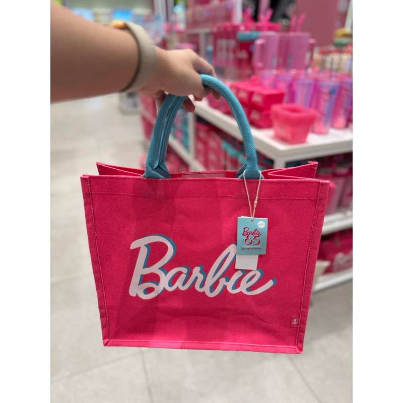 READY STOCK MINISO X BARBIE FUSCHIA PINK TOTE BAG HAND BAG TAS JINJING
