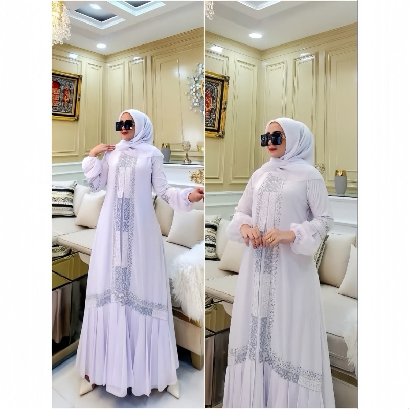 GAMIS ARAB ABAYA TURKI GAMIS TERBARU AMOEBA BORDIR PAYET TERMEWAH