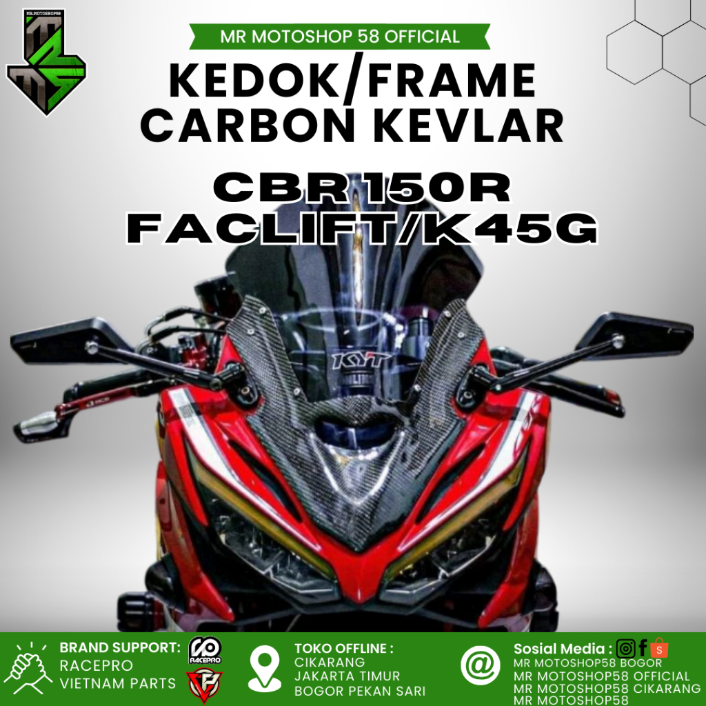 KEDOK CBR VISOR CBR FRAME KARBON  CBR FACELIFT K45G K45N CBR 150R K45R 2021 FRAME KARBON CBR FACELIF