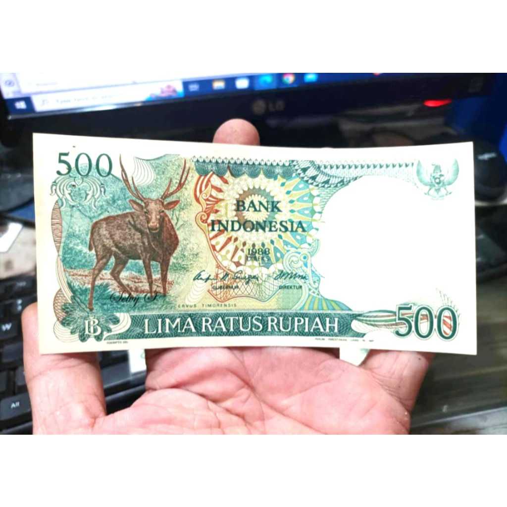 Koleksi Unik Indonesia Lembar 500 Rupiah 1988 Asli Ready