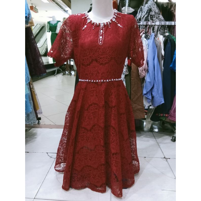 MIDI DRESS KEMBANG MAYUNG BAHAN FULL TILE GLITER TEBAL LEHER V WARNA HIJAU SAGE MINT SOFT BLUE ICE P