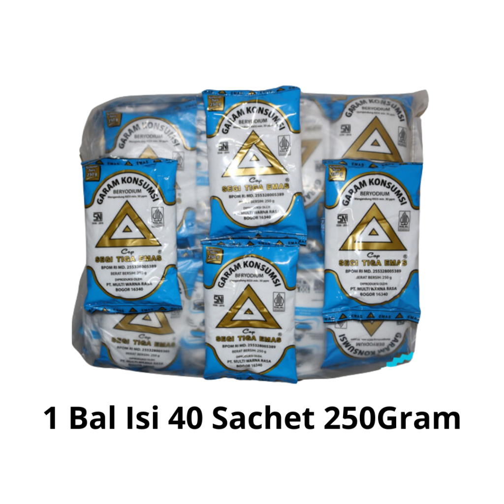 

Garam Segitiga Emas 1 Bal 40 Pcs Kemasan 250 Gram
