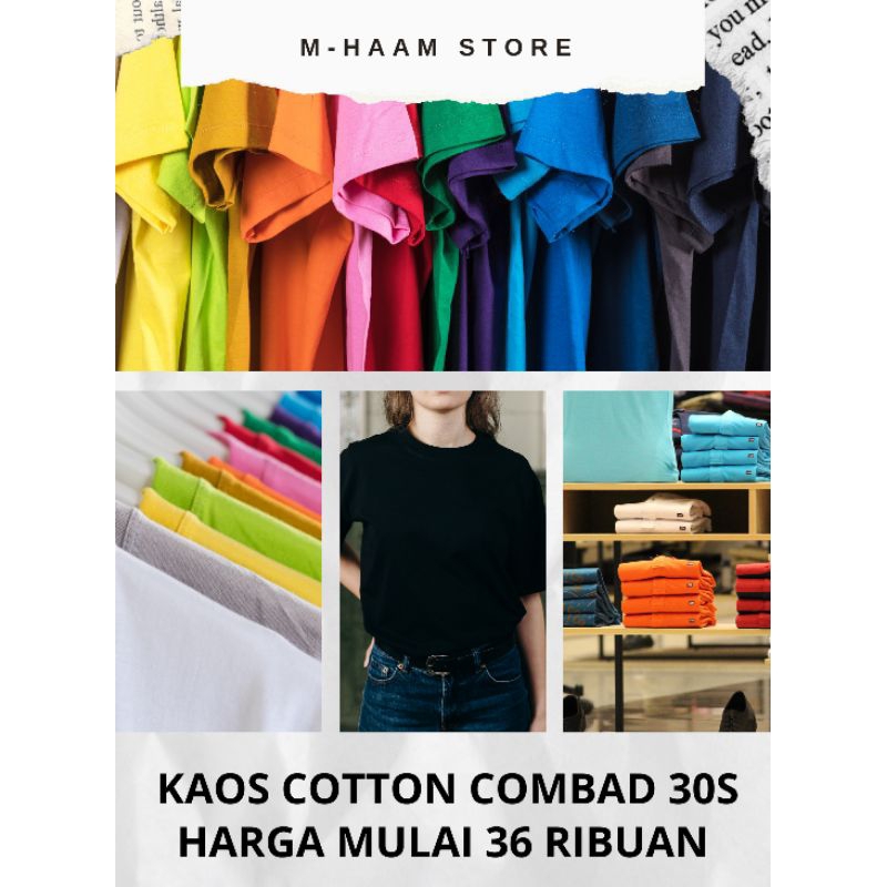 KAOS POLOS COTTON COMBAD 30S Kaos Polos Katun Kaos Polos Peria Kaos Polos Wanita Kaos Polos Kaos Pol
