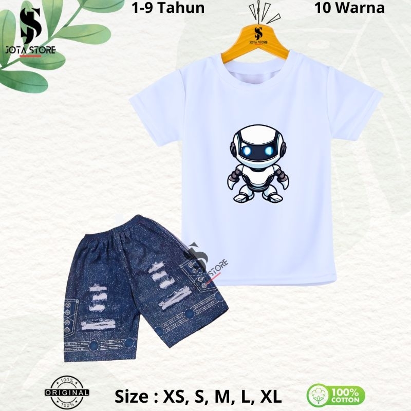 Setelan Kaos Anak Motif Robot 2/Baju Setelan Anak Unisex/stelan/Setelan anak 1-9 tahun