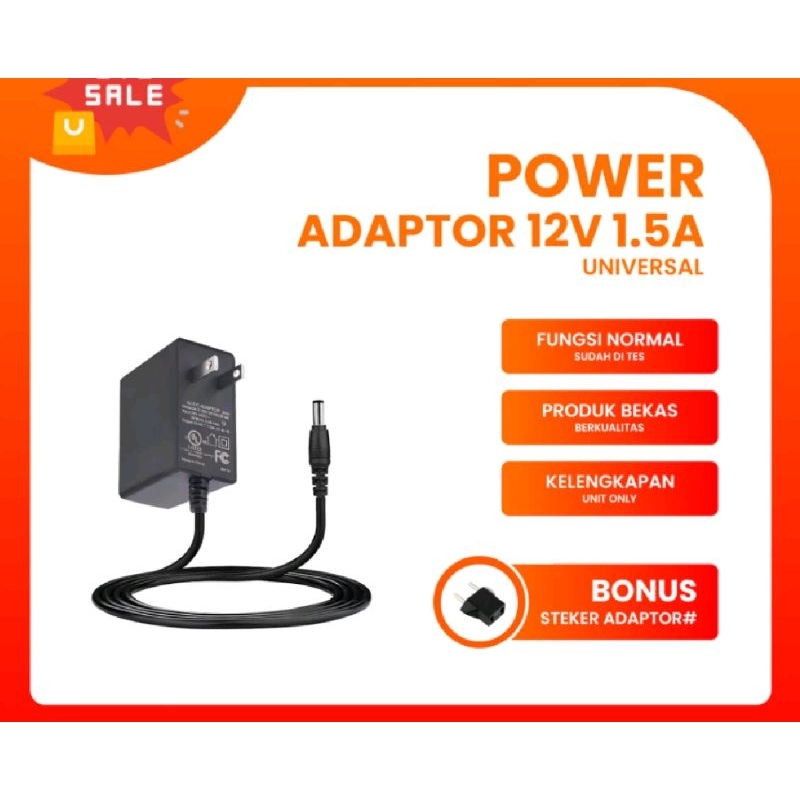 Power Adaptor 12V 1.5A Untuk Router Modem DVR Kamera CCTV Universal Second