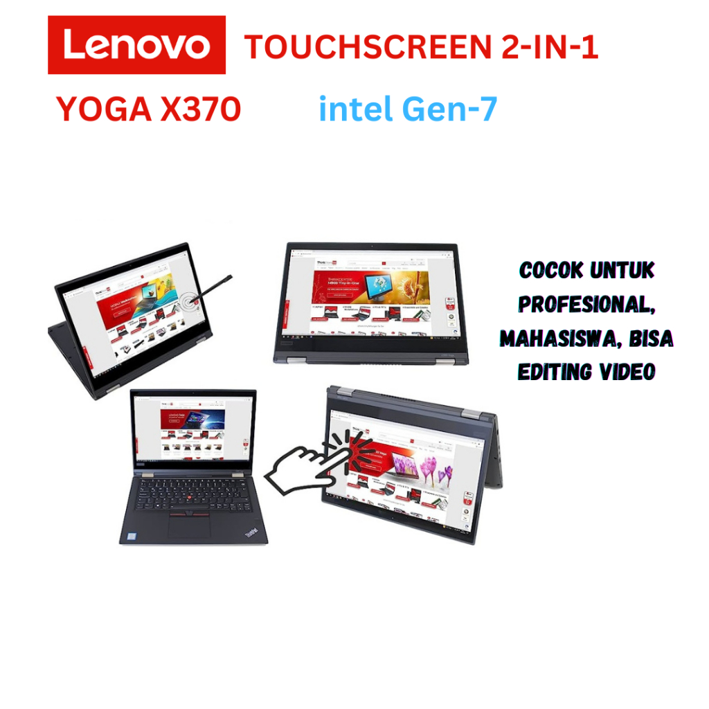 LENOVO YOGA 370 LAPTOP TOUCHSCREEN BISA JADI TABLET ADA PEN STYLUS