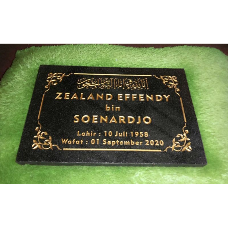 Nisan granit asli makam prasasti 30x20 cm bukan keramik