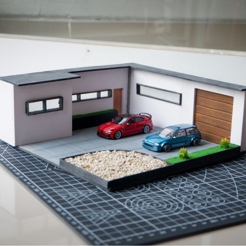 Diorama Hotwheels Mini gt 1/64 Rumah Garasi Garage