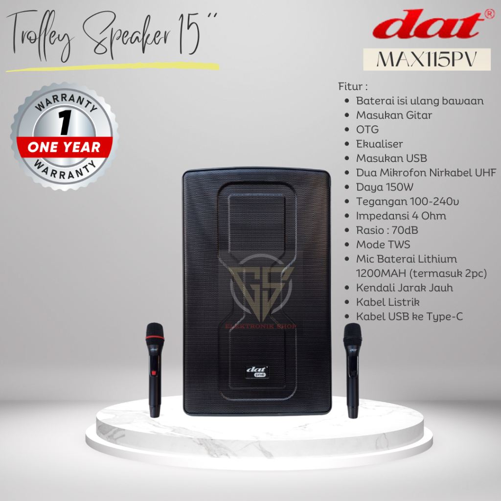 Trolley Speaker15'' DAT MAX115PV